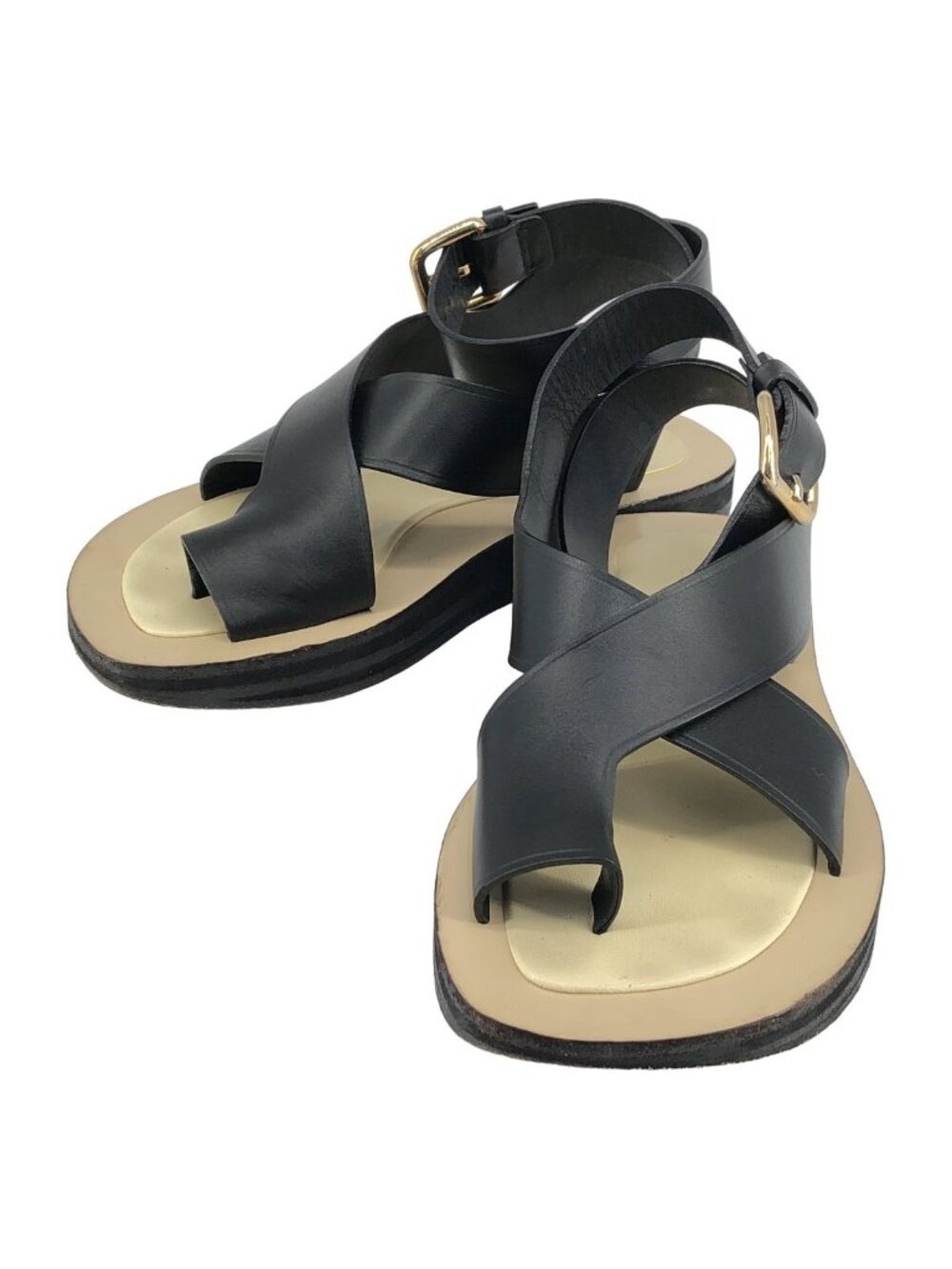 Celine Leather Strap Sandals Black